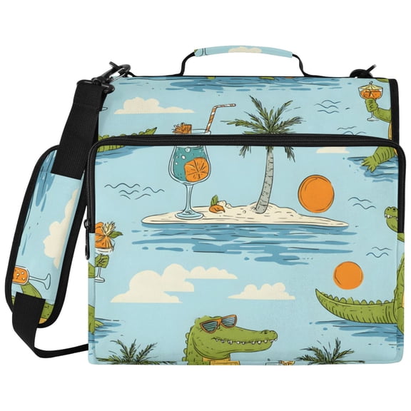 Alligator Juice Pattern 3 Ring Binder Bag Zipper Binder Organizer with 14 Inch Laptop Sleeve