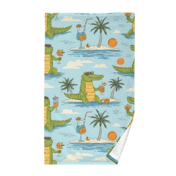 Alligator Juice Pattern Hand Towel Cotton 16x28 in Soft Absorbent Quick Dry Bath Face Towel