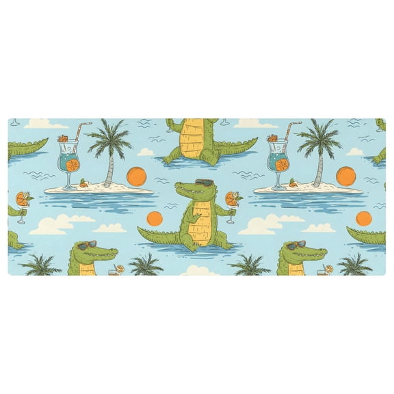 Alligator Juice Pattern Stretch Fitted Tablecloth 2.5x6ft Elastic Wrinkle Resistant Cover