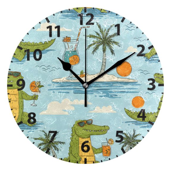 Alligator Juice Pattern Wall Clock 10in Round Artistic Oil Painting Home Decor Desk Table Clock