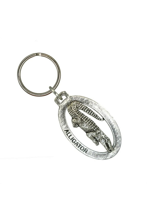 Alligator Keychain, Gator, Crocodile, Florida, Reptile, Key Fob, Key Ring, Keys, Zipper Pull, Luggage Tag, Backpack, Pewter, Over 300 Keychains Designs, Handmade in the USA A070KC