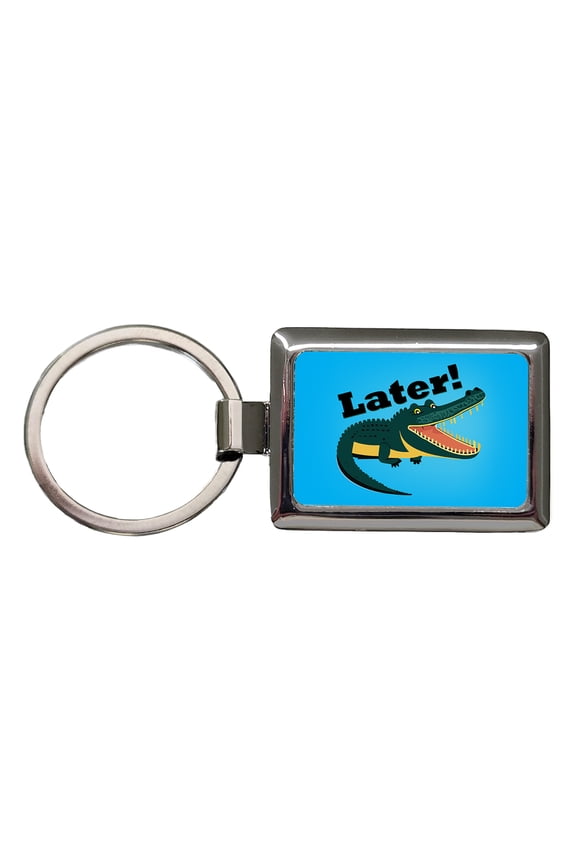 Alligator Later Gator Funny Metal Rectangle Keychain