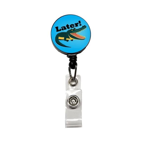 Alligator Later Gator Funny Retractable Reel ID Badge Key Card Name Tag Holder with Clip