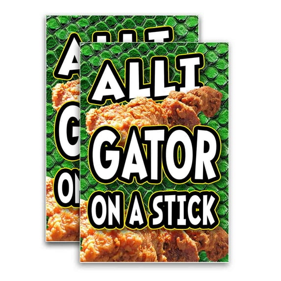 Alligator On A Stick (24" X 36") Vinyl Decal Only (Pack of 2) |Sign|Sticker|Poster