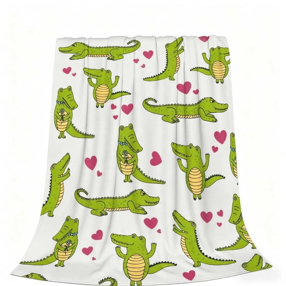 Alligator Pattern Blanket Super Cozy Soft Crocodile Multiple sizes Pattern Throw Blanket Warm Plush Crocodiles Stuff Fluffy Fleece Flannel Gift Blankets for Women Girls Boys Adults