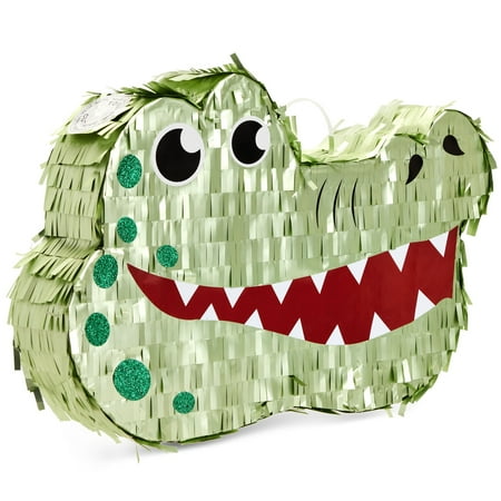 BLUE PANDA Alligator Pinata - Small Green 16.5 x 11.5 x 3 In - Pinata for Kids Safari, Animal Party Decor & Alligator Party Supplies