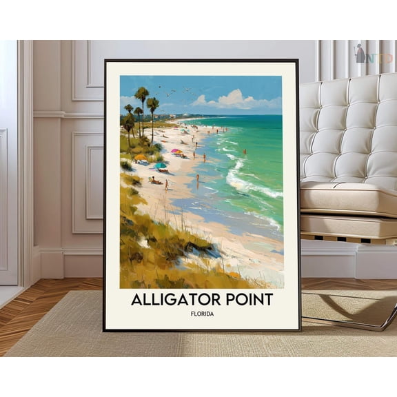 Alligator Point Florida Beach Coastal Wall Art Photo Print, Stretched Canvas 12x16in