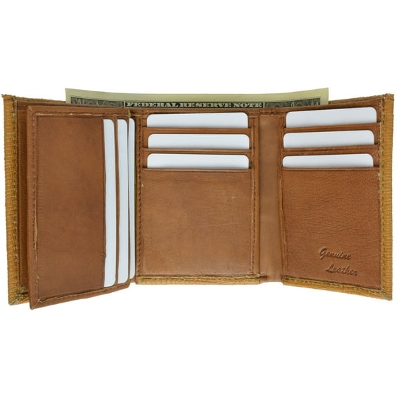 Alligator Print Cowhide Leather Trifold Wallet with ID Window & Credit Card Slots 71107 CR (C)