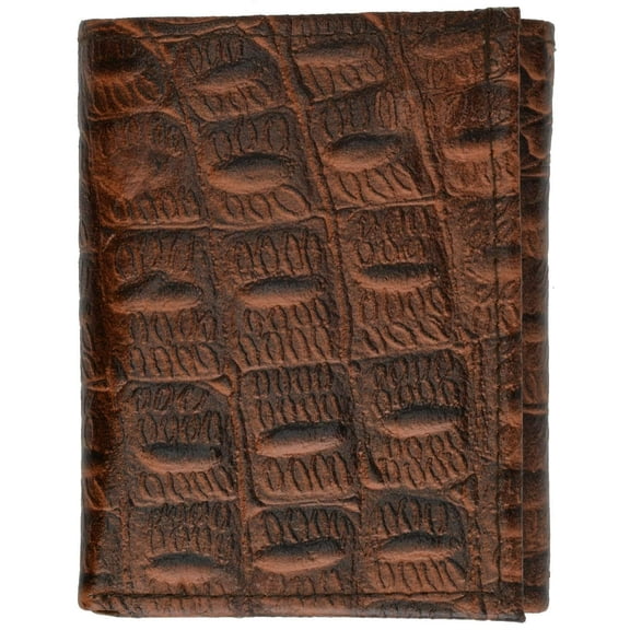 Alligator Print Cowhide Leather Trifold Wallet with ID Window & Credit Card Slots 71107 CR