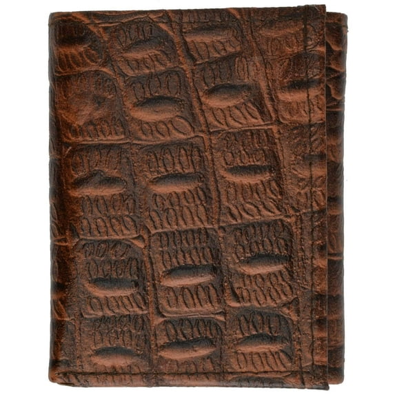 Alligator Print Cowhide Leather Trifold Wallet with ID Window & Credit Card Slots 71107 CR