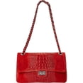 thumbnail image 1 of Alligator Print Italian Leather Two Tone Shoulder Bag by SHARO, 1 of 3