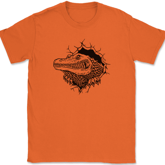 Alligator Ripping T-Shirt Funny Crocodile Animal South Southern Fishing Tee - Orange, 4XL