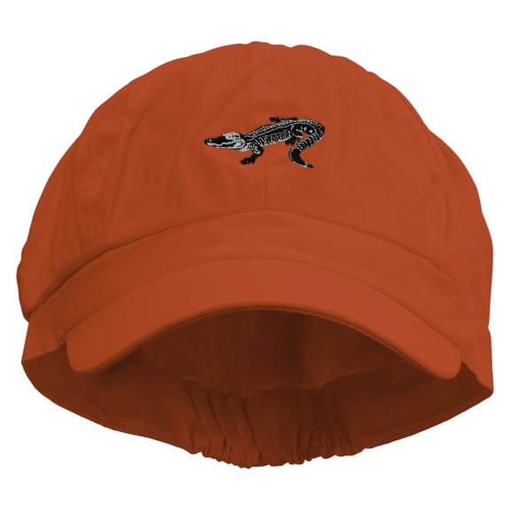Alligator Silhouette Embroidered Cotton Elastic Newsboy Cap - Red OSFM
