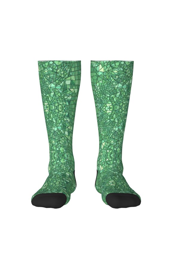 Alligator Skin Green Texture Pattern Knee High Socks for Women Long Leg Warmers Socks