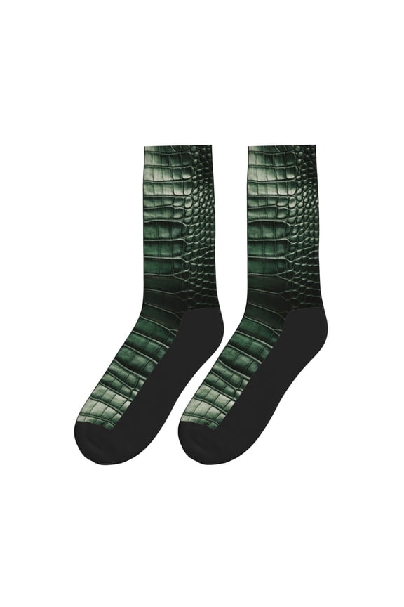 Alligator Skin Seamless Green Texture Colorful Athletic Crew Novelty Socks For Men Women