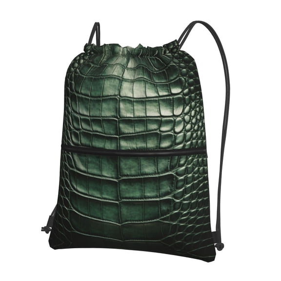 Alligator Skin Seamless Green Texture Drawstring Backpack Water Resistant String Bag Sports Sackpack Gym Sack For Men Women