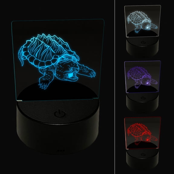 Alligator Snapping Turtle LED Night Light Sign 3D Illusion Desk Nightstand Lamp