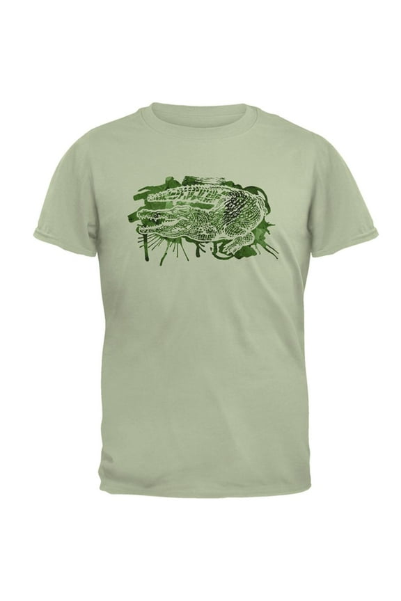 Alligator Swamp Water Splatter Mens T Shirt Serene Green MD