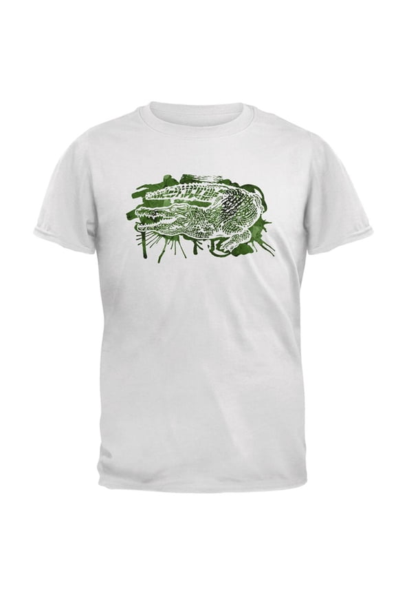 Alligator Swamp Water Splatter Mens T Shirt White LG