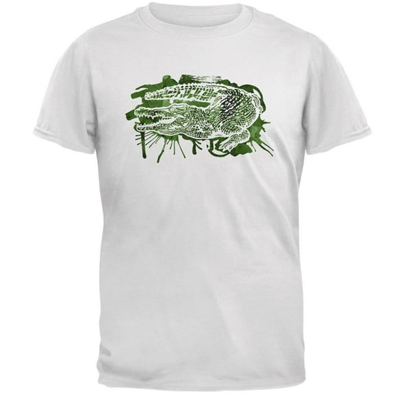 Alligator Swamp Water Splatter Mens T Shirt White MD