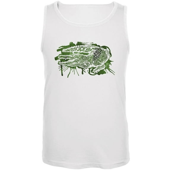 Alligator Swamp Water Splatter Mens Tank Top White 2XL