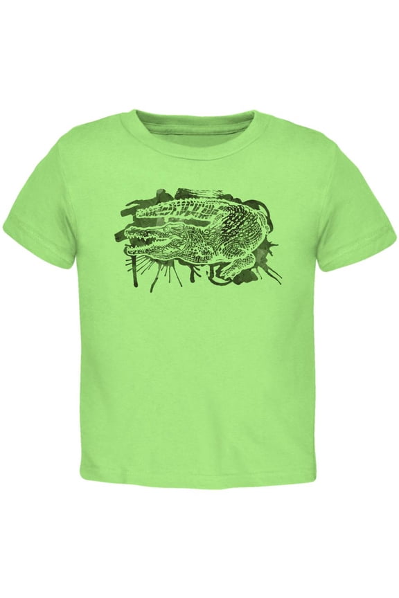 Alligator Swamp Water Splatter Toddler T Shirt Lime 2T