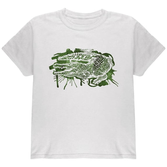 Alligator Swamp Water Splatter Youth T Shirt White Youth X-SM