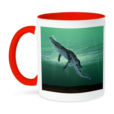 3dRose, Alligator Swimming to the Surface, 11oz Two-Tone Red Mug