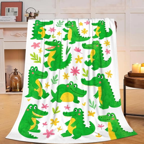 Alligator Throw Blanket, Cute Animal Blanket, Cozy Warm Bedding, Wild Crocodile Lover Gift for Home Decor