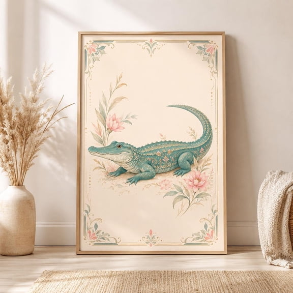 Alligator Wall Decor Playful Luxury Bathroom Decor Florida And Blue Crocodile Print