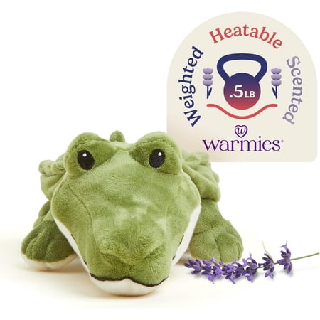 warmies Junior 9” Alligator Stuffed Animal, Microwavable Heated Plushies and Weighted Soft Plush Toys