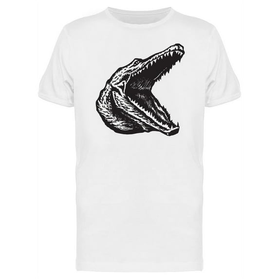 Alligator With Open Mouth B&W T-Shirt Men -Image by Shutterstock, Male 3X-Large