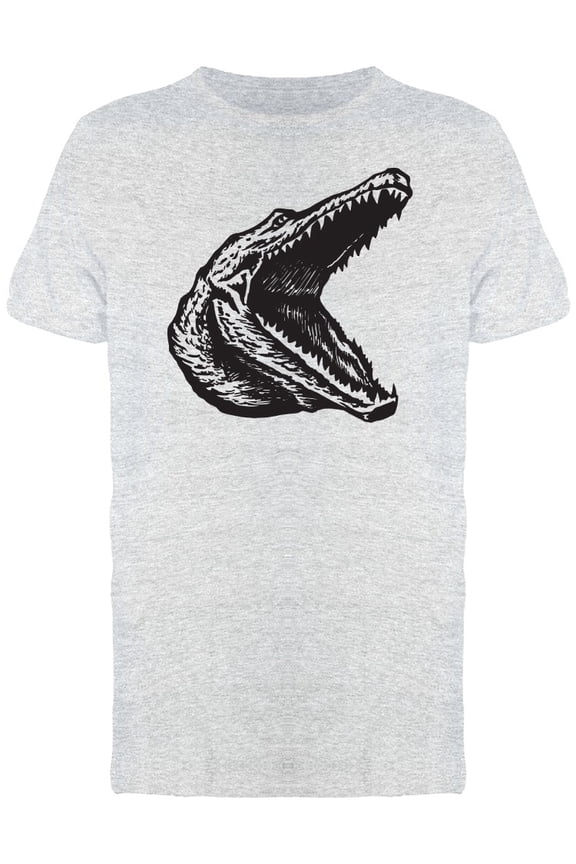 Alligator With Open Mouth B&W T-Shirt Men -Image by Shutterstock, Male Medium
