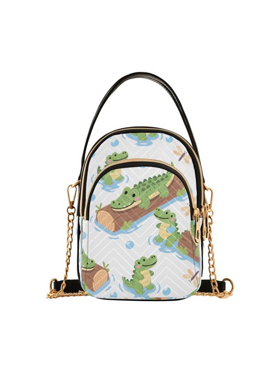 Alligator Wood Bubbles Pattern Women's Crossbody Handbags Leather Crossbody Bags Fanny Pack Chest Bag for Travel