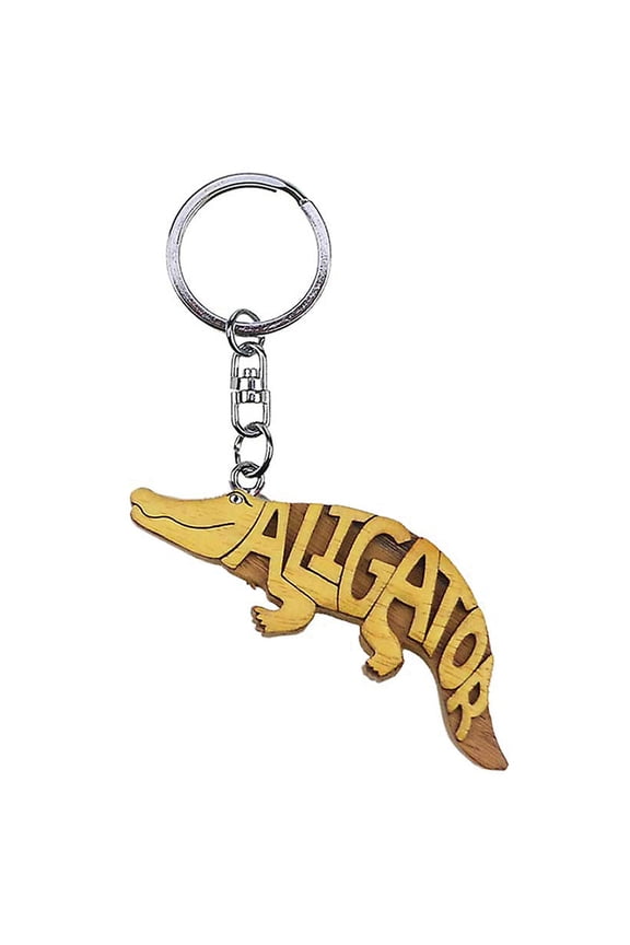 Alligator Wooden Word Keychain