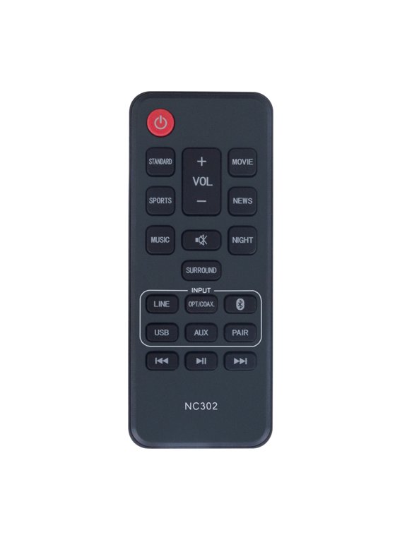 NC302 Replacement Remote fit for Sanyo SoundBar Speaker System NC302UH NC306 NC306UH NC307 NC307UH FWSB426F FWSB415E-A FWSB426FA FWSB415EA FWSB415EA FWSB426FA FWSA205E