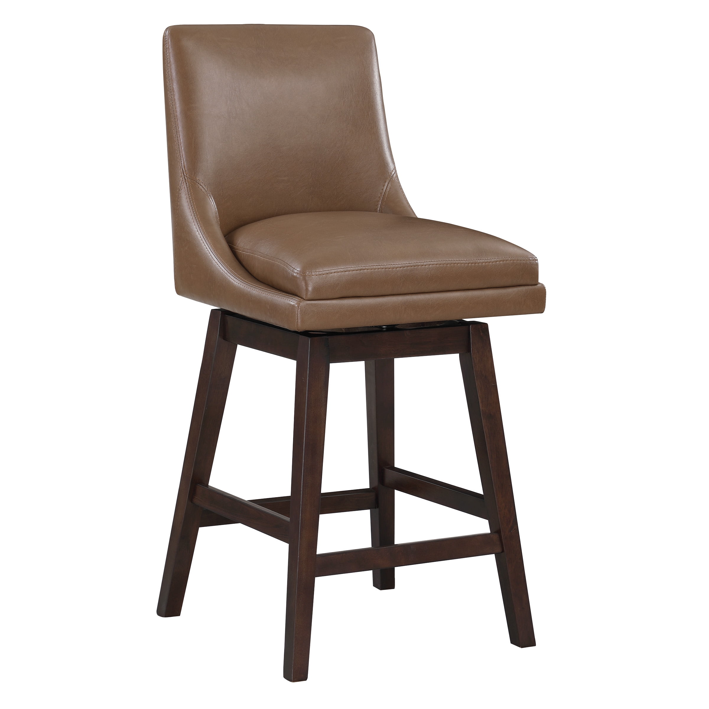 Molasses Faux Leather Swivel Counter Stool in Dark Walnut