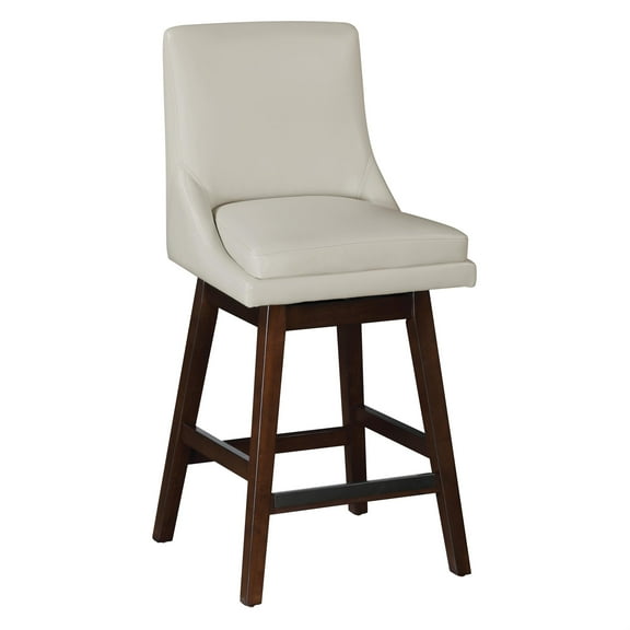 Allingham 27" Swivel Counter Stool with Dark Walnut Legs in Cream Faux Leather