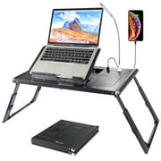 Allinside Foldable Laptop Desk, Adjustable Laptop Desk Bed Tray Tablet, Portable iPad Table with Cooling Fans for Working, Reading - Black