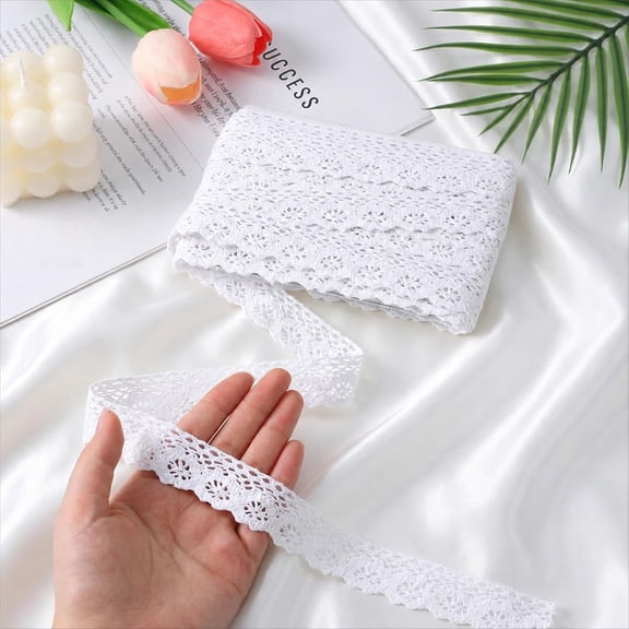 Allio 10 Yard Cotton Lace Trim White 1inch Cotton Lace Trim for Sewing