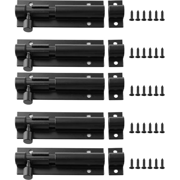Allio-5 PCS Barrel Bolt Latch, 3 Inch, Black