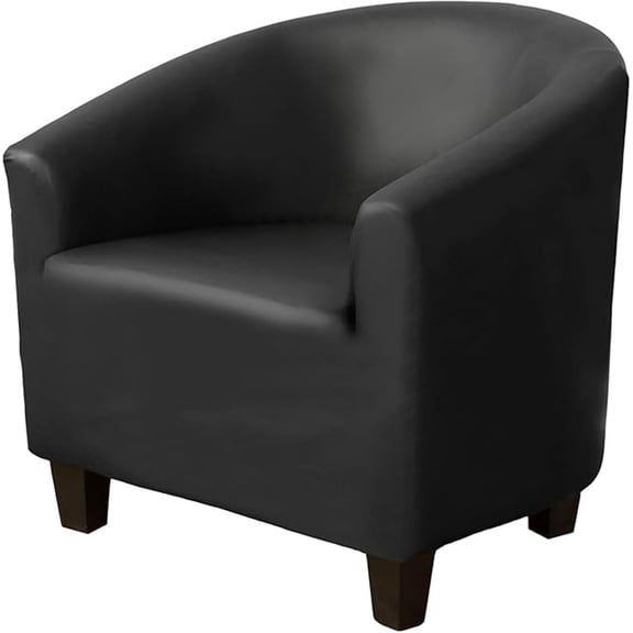Allio-Stretch PU Leather Club Chair Covers Slipcover Universal Non Slip Barrel Armchair Chair Round Couch Slipcovers Sofa Seat Covers for Living Room Bedroom
