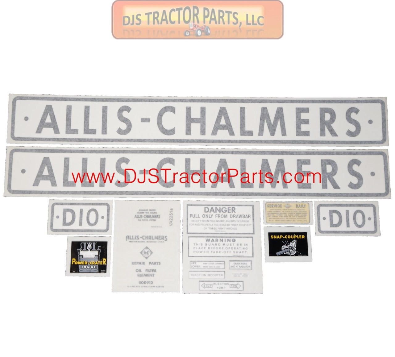 Allis Chalmers D10 1959 W/ BARS ON GRILL: VINYL CUT DECAL SET - DJS132 ...