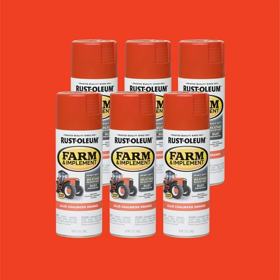 6 Pack, Allis Chalmers Orange, Rust-Oleum Specialty Farm & Implement Gloss Spray Paint-280135, 12 oz