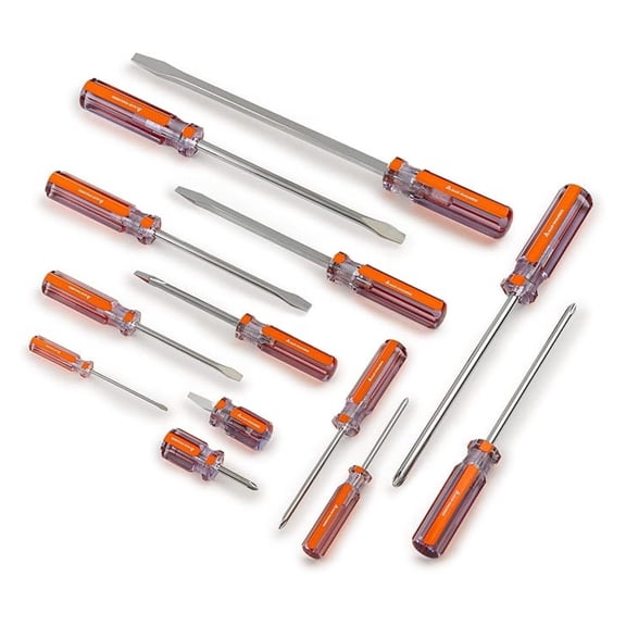 Allis Chalmers Screwdriver Set - 13 Piece Tool Set with Phillips & Slotted Bits - Magnetic Tips - Round & Square Shank - Licensed Farm Equipment Tools