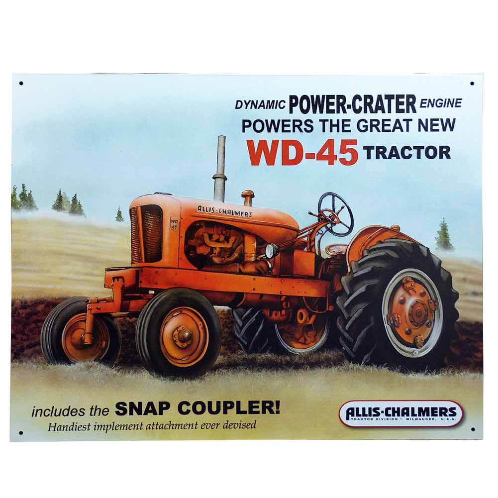 Allis Chalmers WD-45 Tractor Farm 12'' x 16'' Tin Vintage Style Sign DE ...