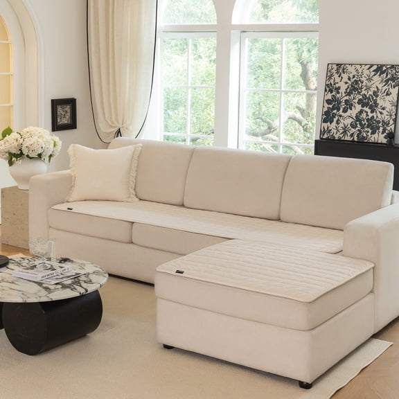 Allisandro 100% Waterproof Couch Cover for Pets & Kids - Anti-Slip, Washable, Water-Resistant Furniture Protector, 32x89 Inches, Beige