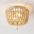 thumbnail image 1 of JONATHAN Y Allison 10" 2-Light Shabby Chic Farmhouse Wood Beaded/Metal LED Flush Mount, Antique Silver/Cream, JYL9074C, 1 of 9