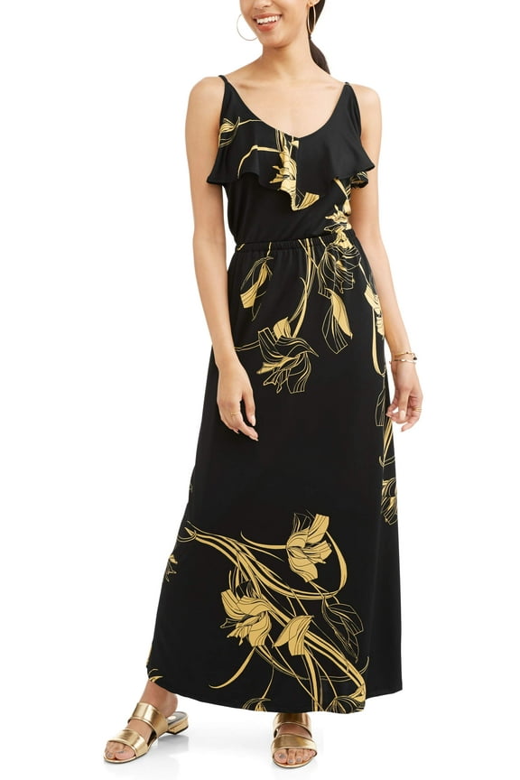 Women's Ruffle Neck Maxi Dress