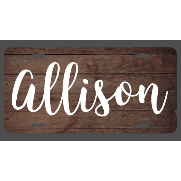 Allison Name Wood Style License Plate Tag Vanity Novelty Metal | UV Printed Metal | 6-Inches By 12-Inches | Car Truck RV Trailer Wall Shop Man Cave | NP003